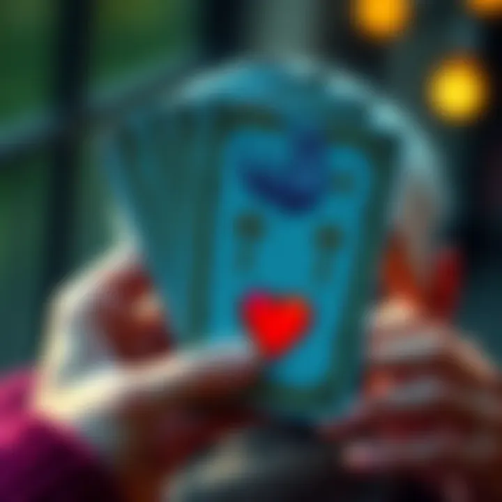 Tarot Cards and a Heart A person holds tarot cards with a heart symbol, suggesting a search for love insights about a crush.
