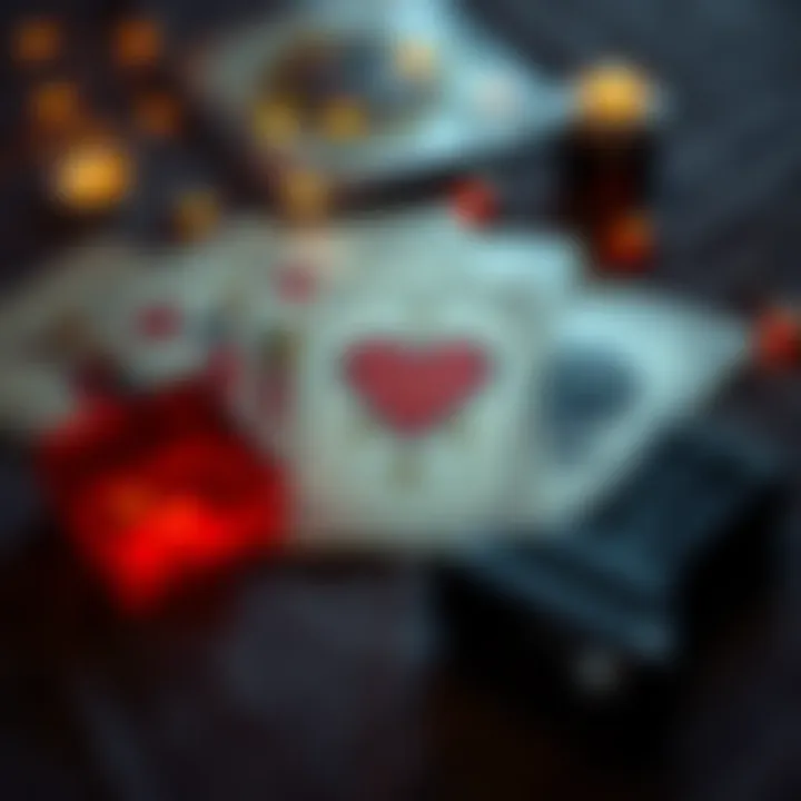 Tarot Cards and Heart Symbol A set of tarot cards laid out with a heart symbol nearby, representing the emotions connected to a breakup.