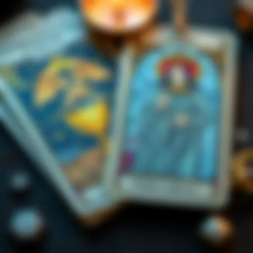 A close-up of Tarot cards featuring the Page of Cups and Queen of Pentacles, symbolizing hope and practicality for project success this year.