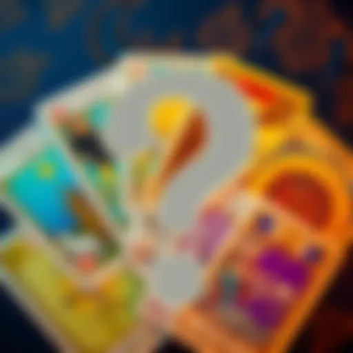 A vibrant spread of tarot cards with a large question mark overlay, symbolizing yes or no readings.
