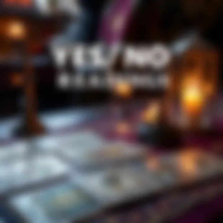 Tarot cards on a table for yes/no readings A table with tarot cards laid out, inviting people to comment for yes/no readings