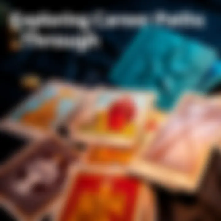 Tarot Cards Spread A spread of The Chariot, The Star, and 8 of Wands tarot cards on a table, symbolizing career insights.