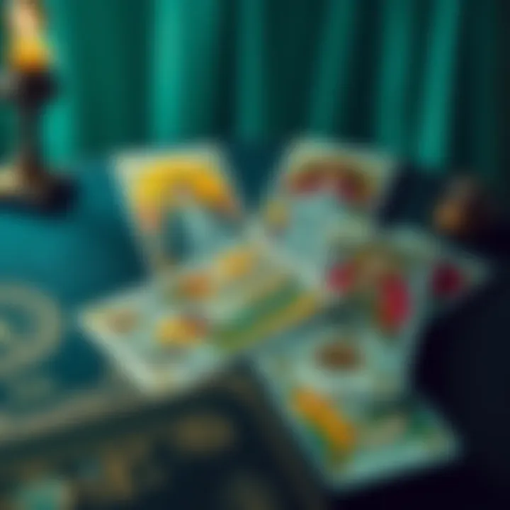 Four tarot cards spread on a table, showing Page of Swords, Empress, High Priestess, and Strength, with a focus on job prospects.