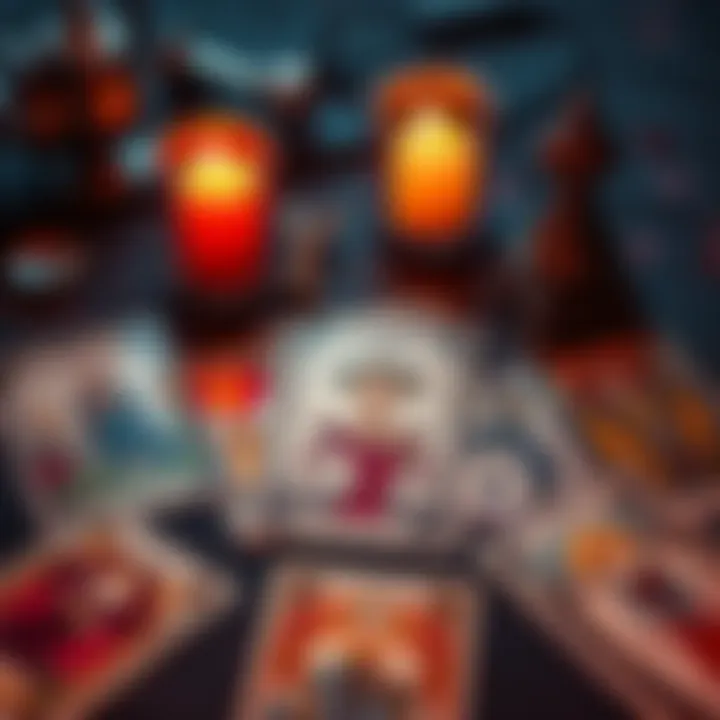 A tarot reading spread with cards including the 2 of Cups, symbolizing love and partnership, on a table