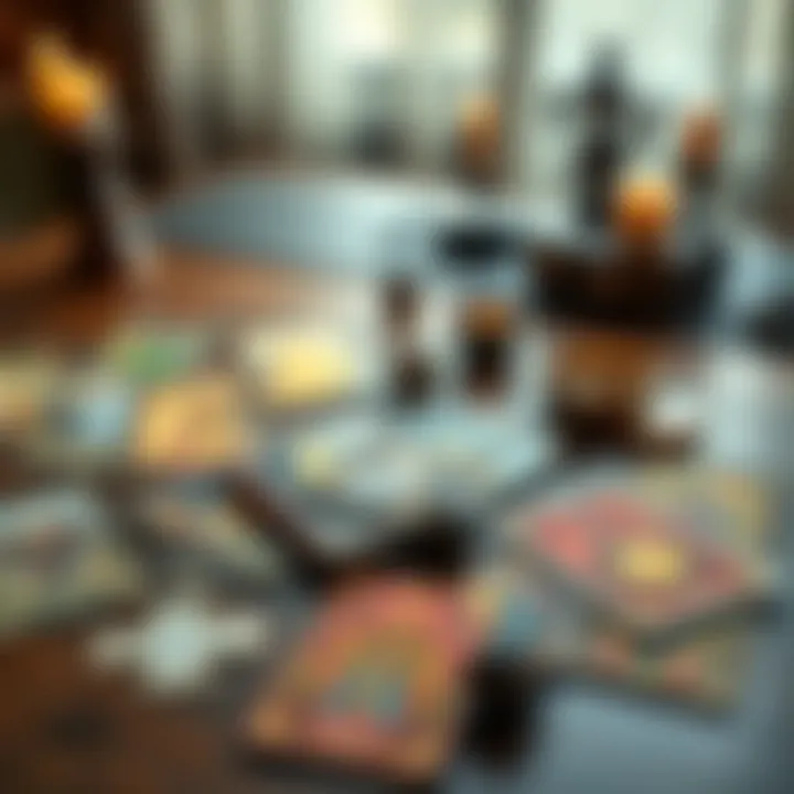 A spread of tarot cards laid out on a table, inviting people to explore their future.