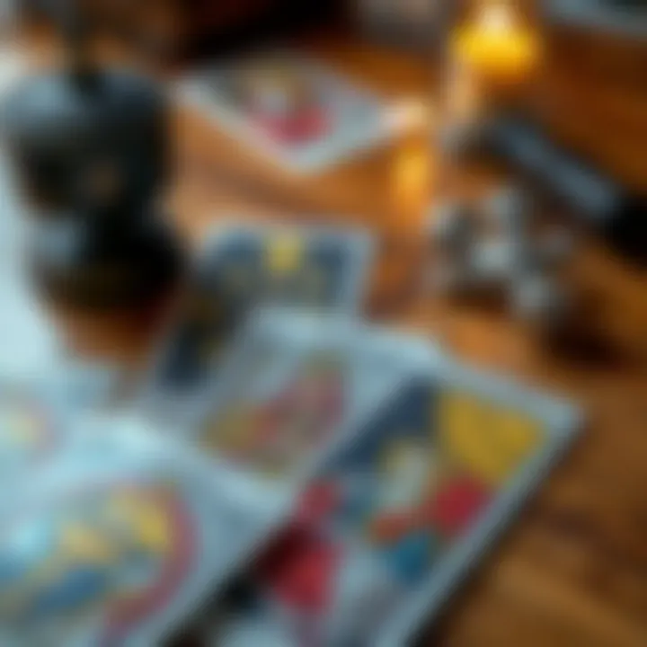 A close-up of tarot cards, including the King of Cups and Judgement, laid out on a wooden table, suggesting insights into past relationships.
