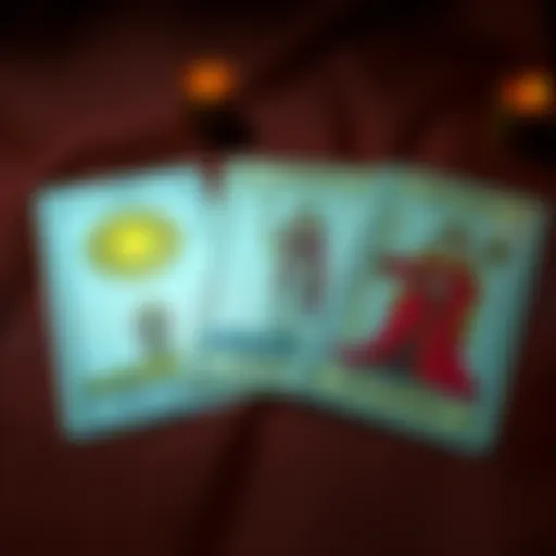 A spread of tarot cards showing The Sun, Judgement, Queen of Wands, and King of Wands, symbolizing relationships and perceptions.