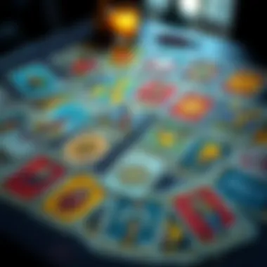 An arrangement of colorful tarot cards on a table, inviting questions for readings