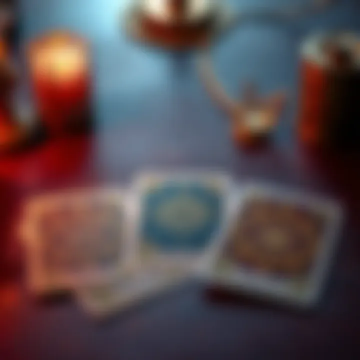 Three tarot cards laid out on a table, inviting viewers to get a free reading.