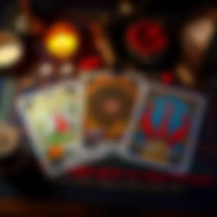 Tarot Cards Spread Three tarot cards laid out on a table representing insights into the past, present, and future.
