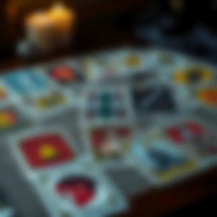 A selection of tarot cards laid out on a table, featuring some cards facing down, suggesting exploration of their meanings, focusing on the negative aspects and how to approach them