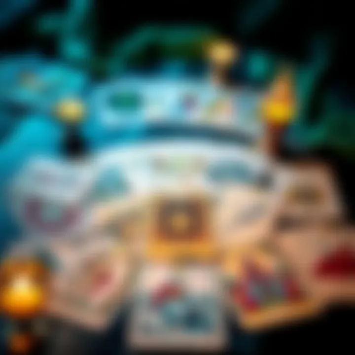 Tarot Cards Spread A spread of major arcana tarot cards laid out on a table, emphasizing their symbols and meanings, with a mystical atmosphere.