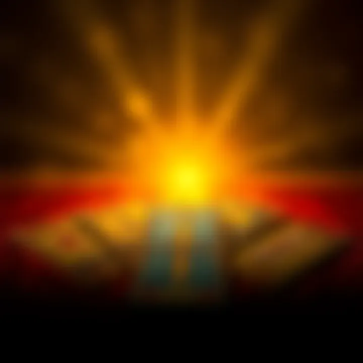 Tarot Cards Spread A tarot card spread featuring the 7 of Swords and the Tower card, with a mystical background depicting light and shadows.