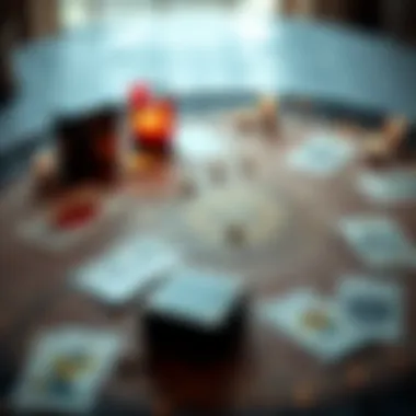 Tarot cards spread on a table A collection of tarot cards arranged on a table, inviting people for readings.