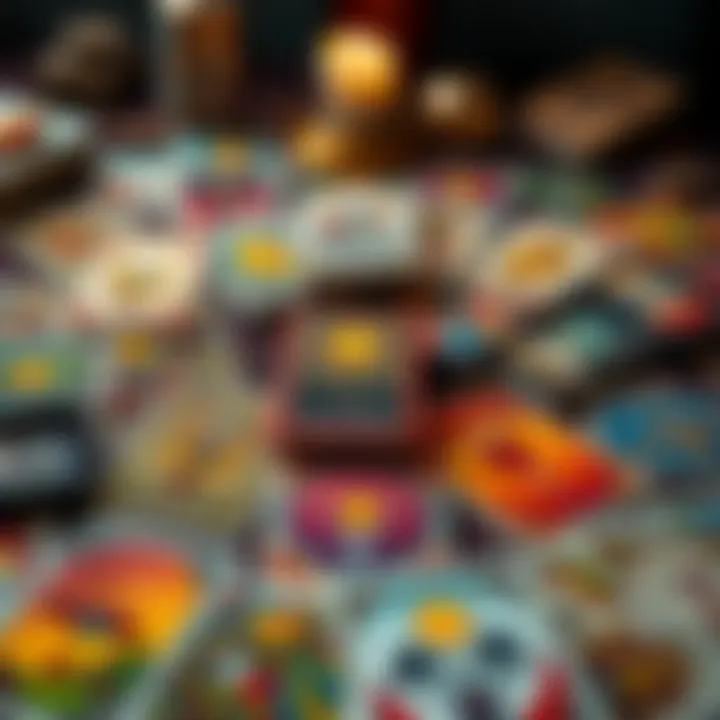 A colorful spread of contemporary tarot cards on a table, featuring the Light Seer's Tarot prominently.