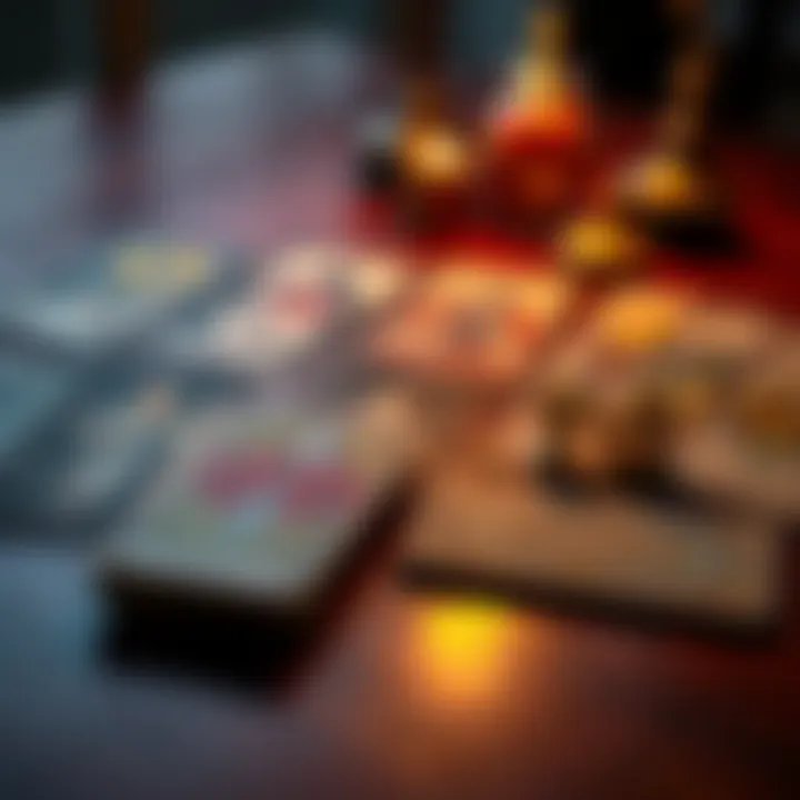 A spread of tarot cards, including the Page of Swords and 6 of Cups, on a wooden table reflecting feelings about an ex-partner.