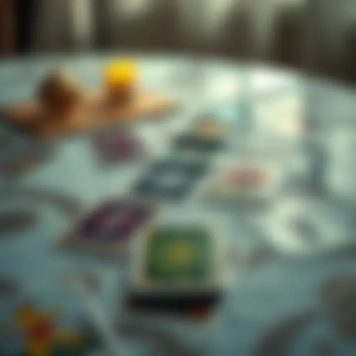 A spread of colorful tarot cards laid out on a table with a calming background, inviting people to a free reading.