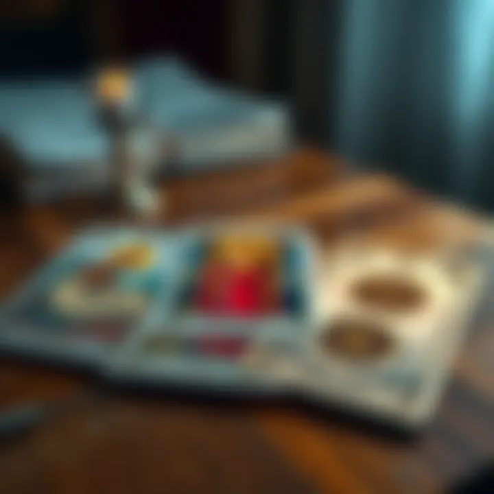 A close-up view of The Hermit, Queen of Wands, and Three of Pentacles tarot cards laid out on a wooden table, symbolizing emotional exploration and connection.