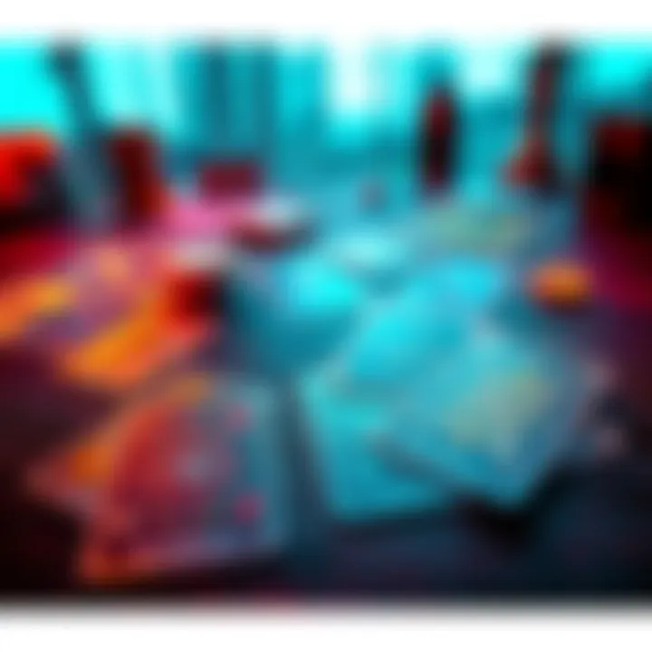 A set of colorful tarot cards spread out on a wooden table, inviting questions and curiosity.