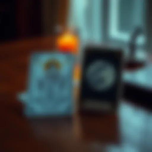 Two tarot cards, The Empress and The Moon, placed on a wooden table with a soft light illuminating them, symbolizing a decision-making process about studying medicine.