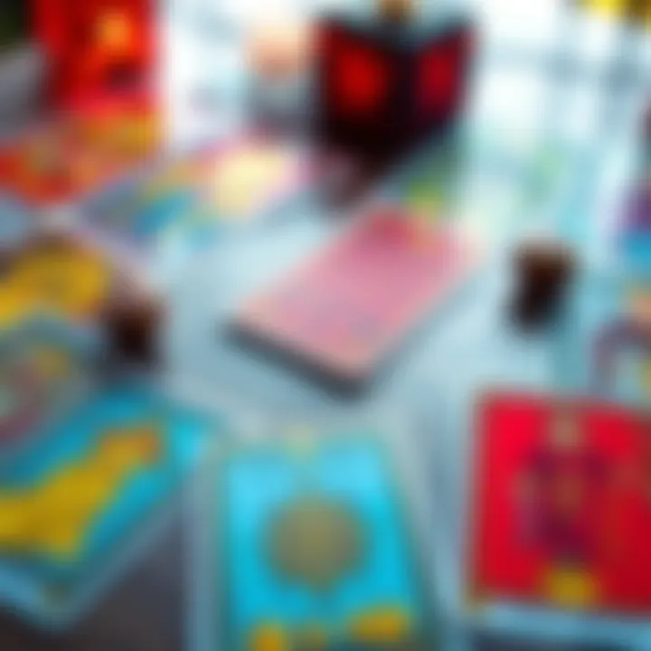 A colorful spread of tarot cards laid out on a table, inviting participants for free yes or no readings.