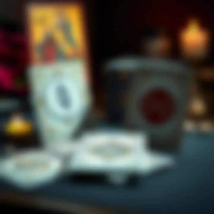 A set of tarot cards displayed with a clear yes and no indicator beside them, symbolizing a tarot reading session.