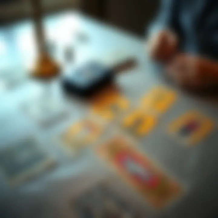 A set of tarot cards laid out on a table, with a person looking thoughtfully at them, pondering friendship and trust issues.