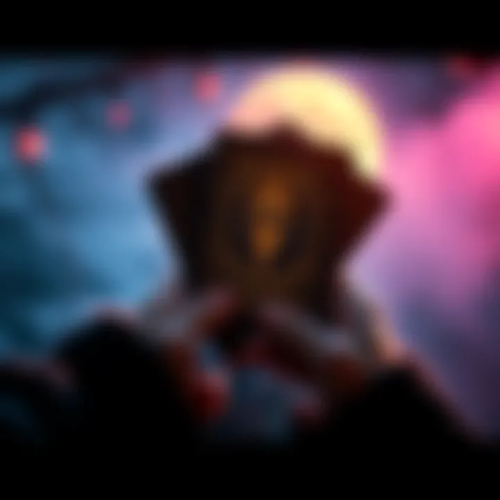 A person holding a Tarot of Vampyres deck while looking for replacements after flood damage.