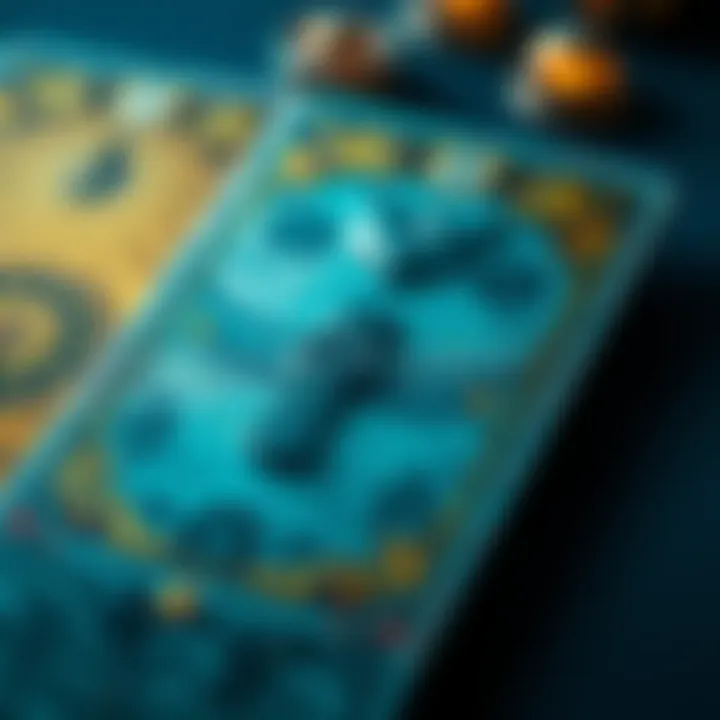 A close-up view of a tarot or oracle card featuring unique symbols and designs, showcasing its possible origins.