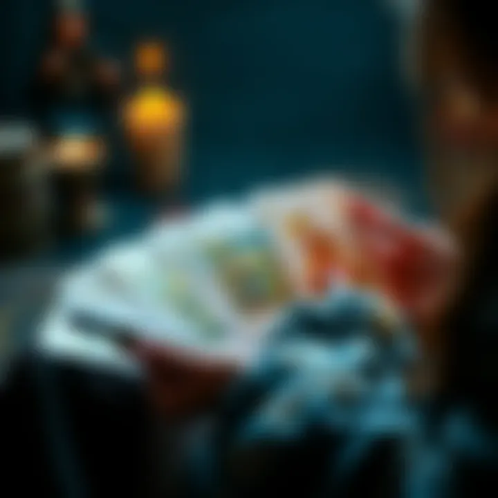 An experienced tarot reader showing card spreads for free readings
