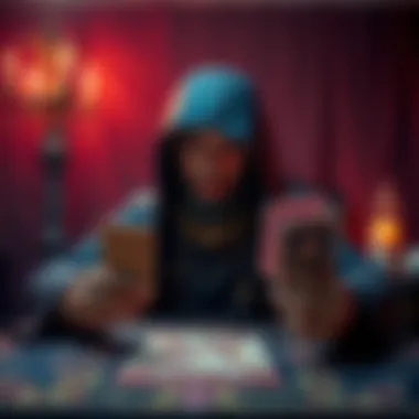 Tarot Reader Offering Free Answers A tarot reader with cards, inviting people to ask questions for free yes/no answers