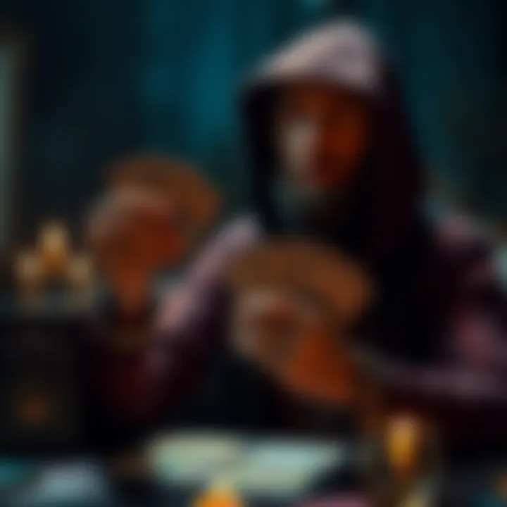 An expert tarot reader holding a deck of cards, ready to provide a yes or no answer to a question.