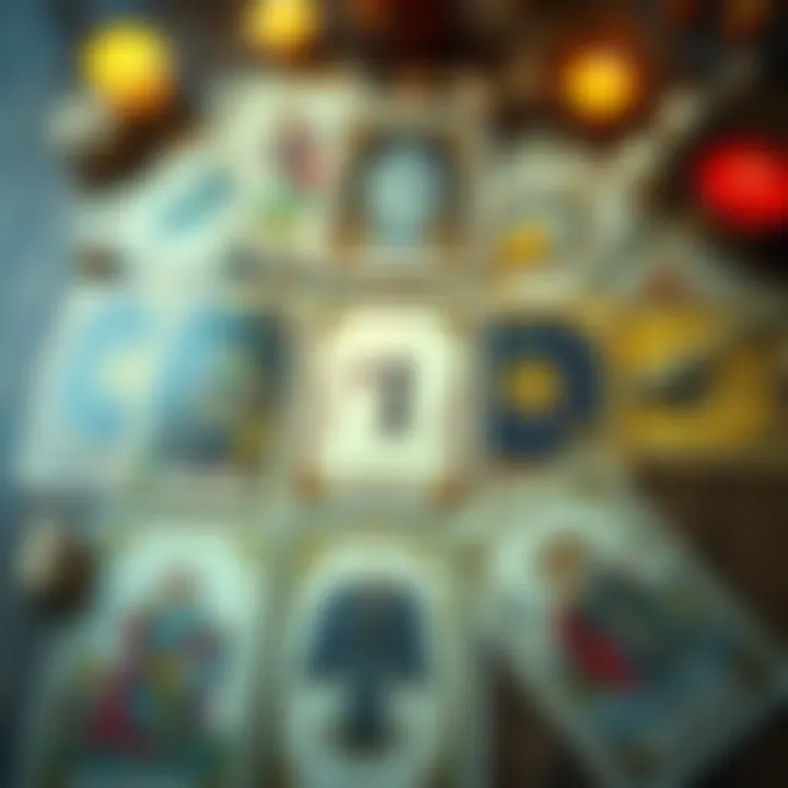A spread of five tarot cards on a table, representing a mini tarot reading for guidance