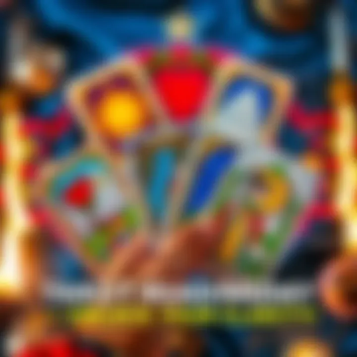 A person holding tarot cards with symbols of love and career in the background, inviting questions about life decisions.