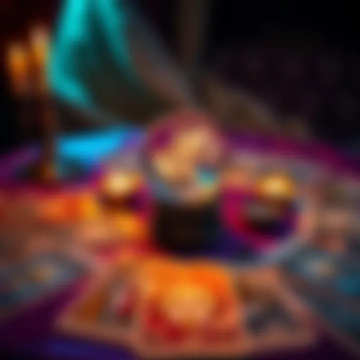 Tarot Reading Giveaway A vibrant image of tarot cards spread out on a table with a sparkling crystal ball and candles, inviting people to participate in a tarot reading giveaway.