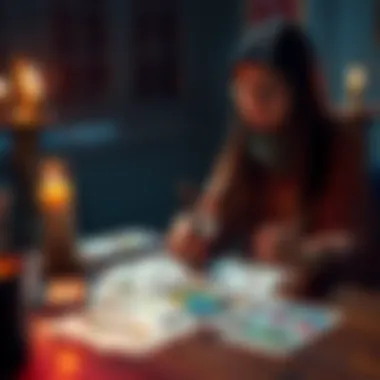 Tarot Reading Promotion A beginner tarot reader offers a free one-question reading with tarot cards spread out on a table.
