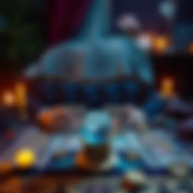 A tarot reader using cards with a crystal ball and candles on the table