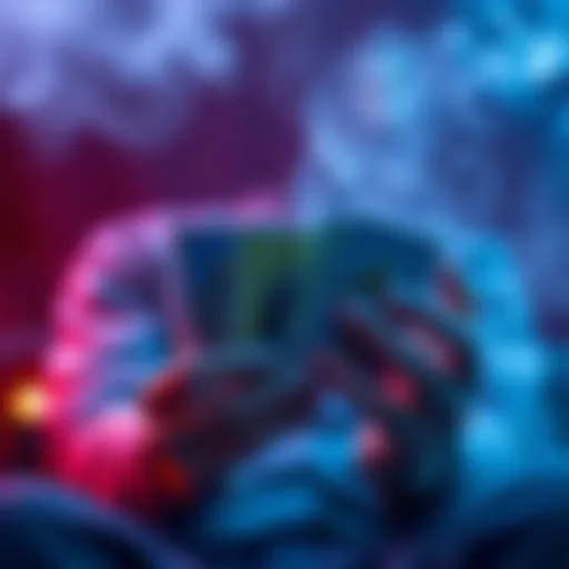 A person holding tarot cards with a mystical background, inviting others for a free reading.