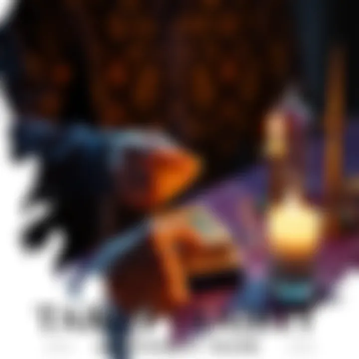 A person shuffling tarot cards with a mystical candle and crystals on the table