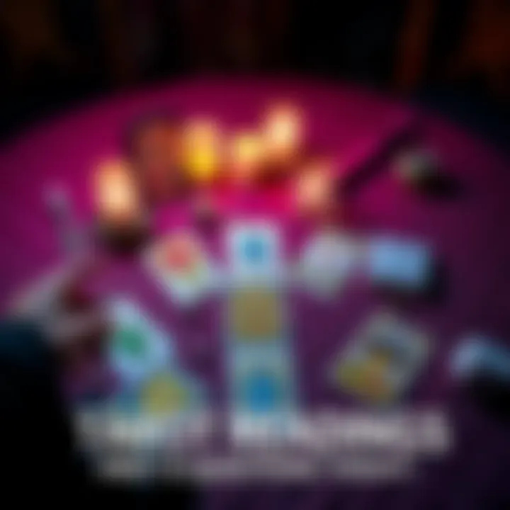 A person performing a tarot reading with cards spread on a table, inviting questions about love and career.