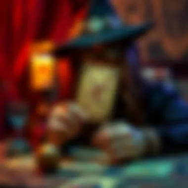 Tarot Reading Session A psychic witch performs a tarot reading with a focus on a card for love questions