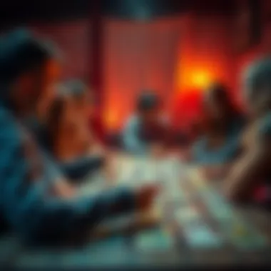 Tarot Reading Session A group of people participating in a live tarot reading, with tarot cards laid out on a table and a reader sharing insights.