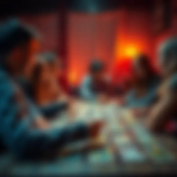 Tarot Reading Session A group of people participating in a live tarot reading, with tarot cards laid out on a table and a reader sharing insights.