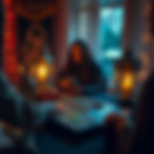 Tarot Reading Session A person receiving a tarot reading, with cards laid out on a table and a calm atmosphere.
