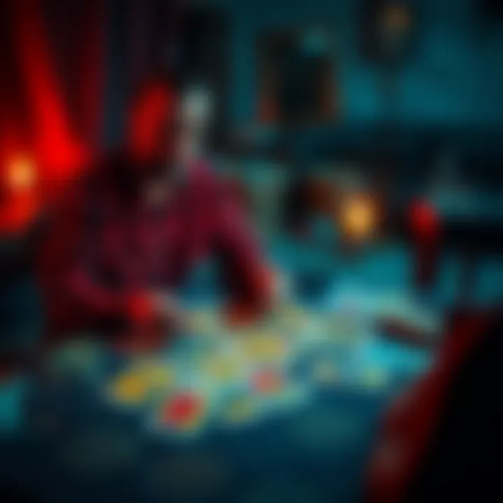 An experienced tarot reader giving a free mini reading with colorful tarot cards spread out on a table