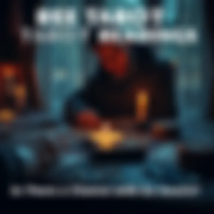 A tarot reading session with cards spread on a table and a person contemplating their love life, focusing on ex-lovers.