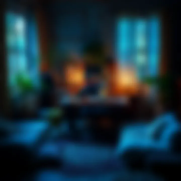 A cozy room with a small table set up for Tarot readings, featuring cards, candles, and a welcoming atmosphere.