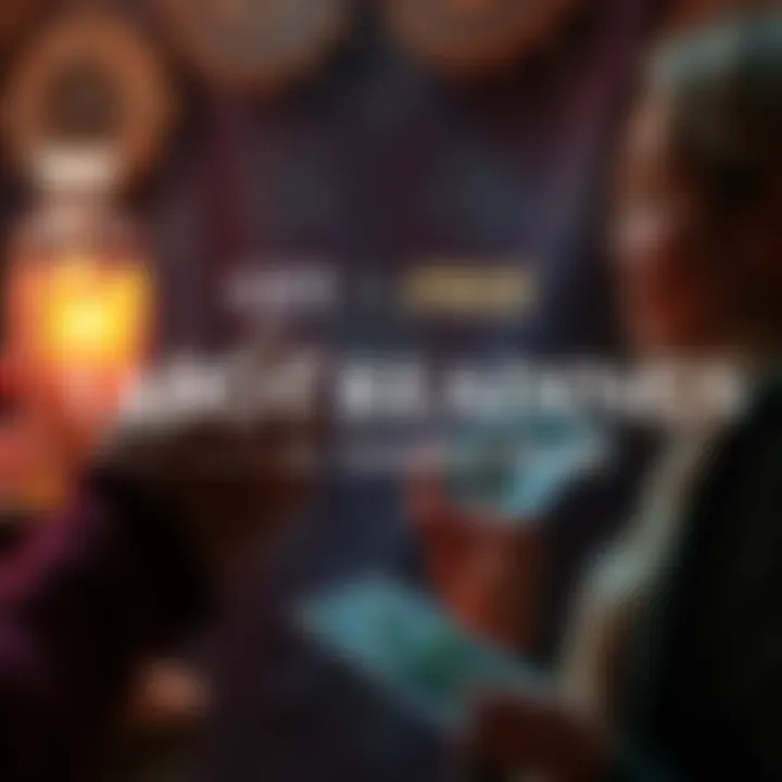 A tarot reader showing cards to a participant with a mystical vibe