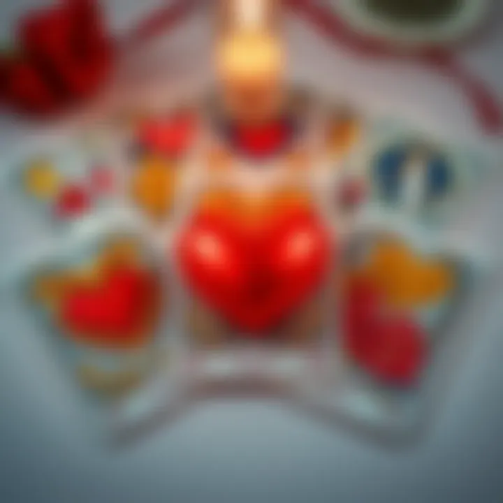 Tarot cards with hearts A spread of tarot cards featuring heart symbols and romantic imagery, symbolizing love insights and relationships.
