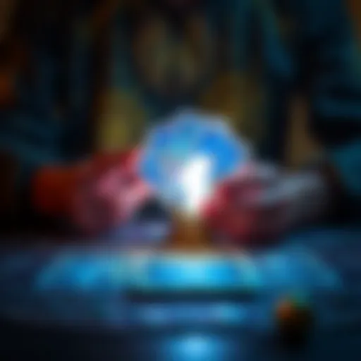 A person holding tarot cards with a glowing crystal ball on a table, symbolizing insights into no contact relationships